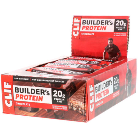 Clif Bar, Barra de Proteínas Builder's, Chocolate, 12 Barras, 68 g (2,40 oz) Cada