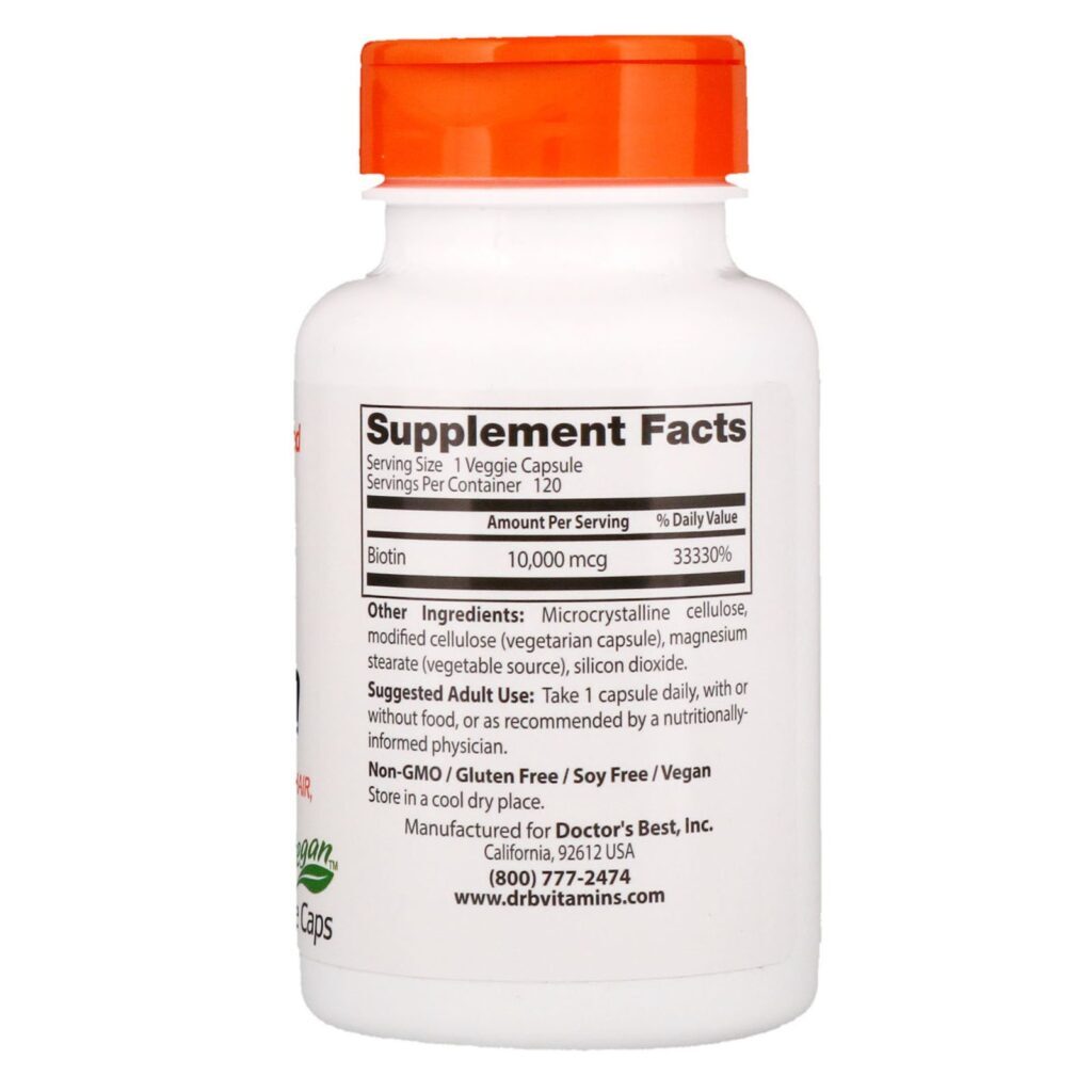 Doctor's Best, Biotina, 10.000 µg, 120 Cápsulas Vegetais - Imagem 2