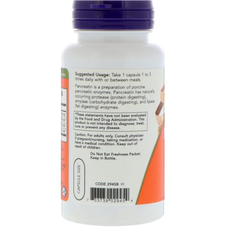 Now Foods, Pancreatina, 10X - 200 mg, 100 Cápsulas - Image 3