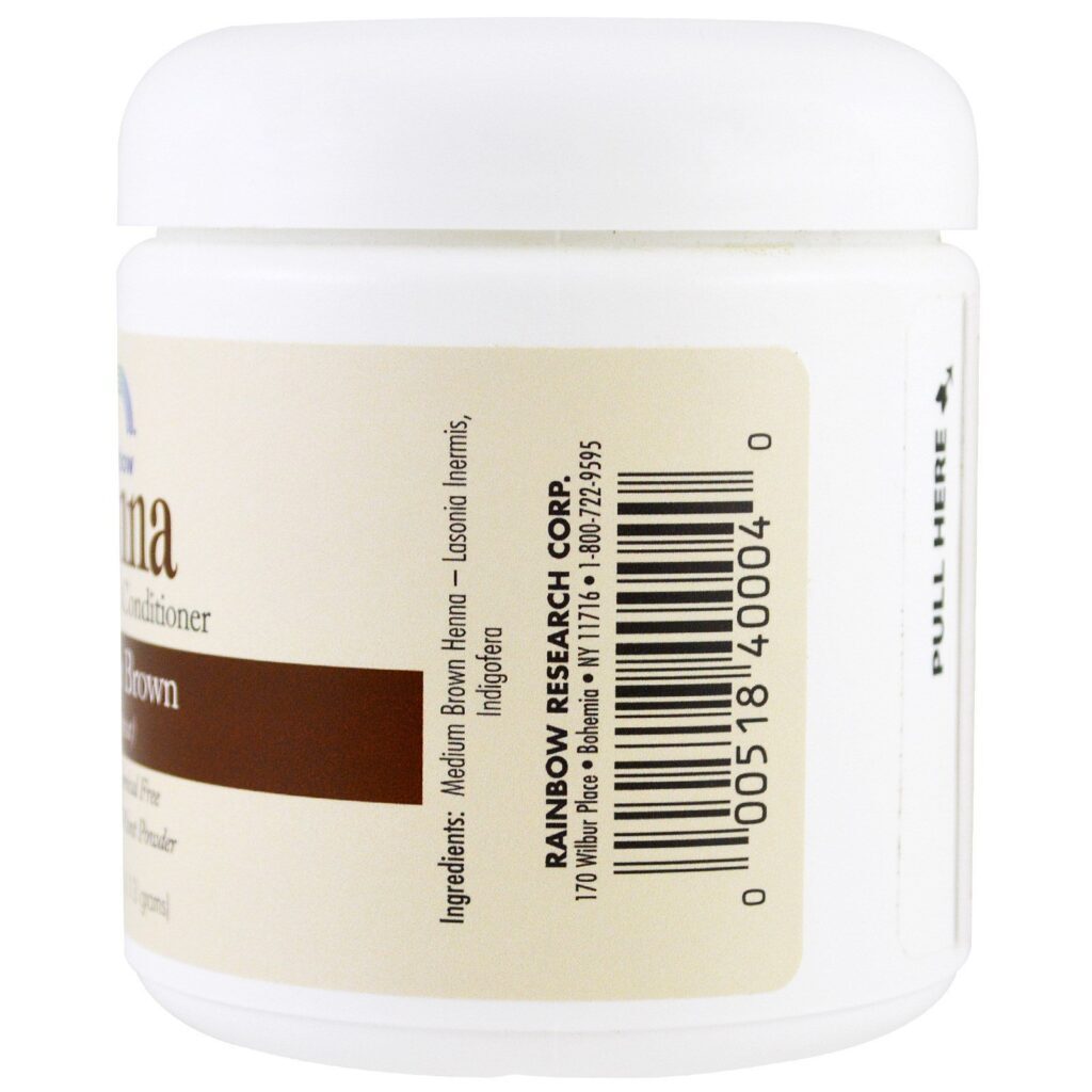 Rainbow Research, Henna, Cor e Condicionador de Cabelo, Marrom Médio (Castanho), 113 g (4 oz) - Imagem 2