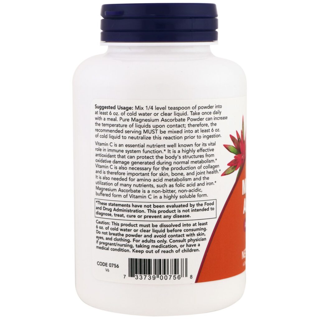 Now Foods, Ascorbato de Magnésio Puro e Tamponado, 227 g (8 oz) - Imagem 3