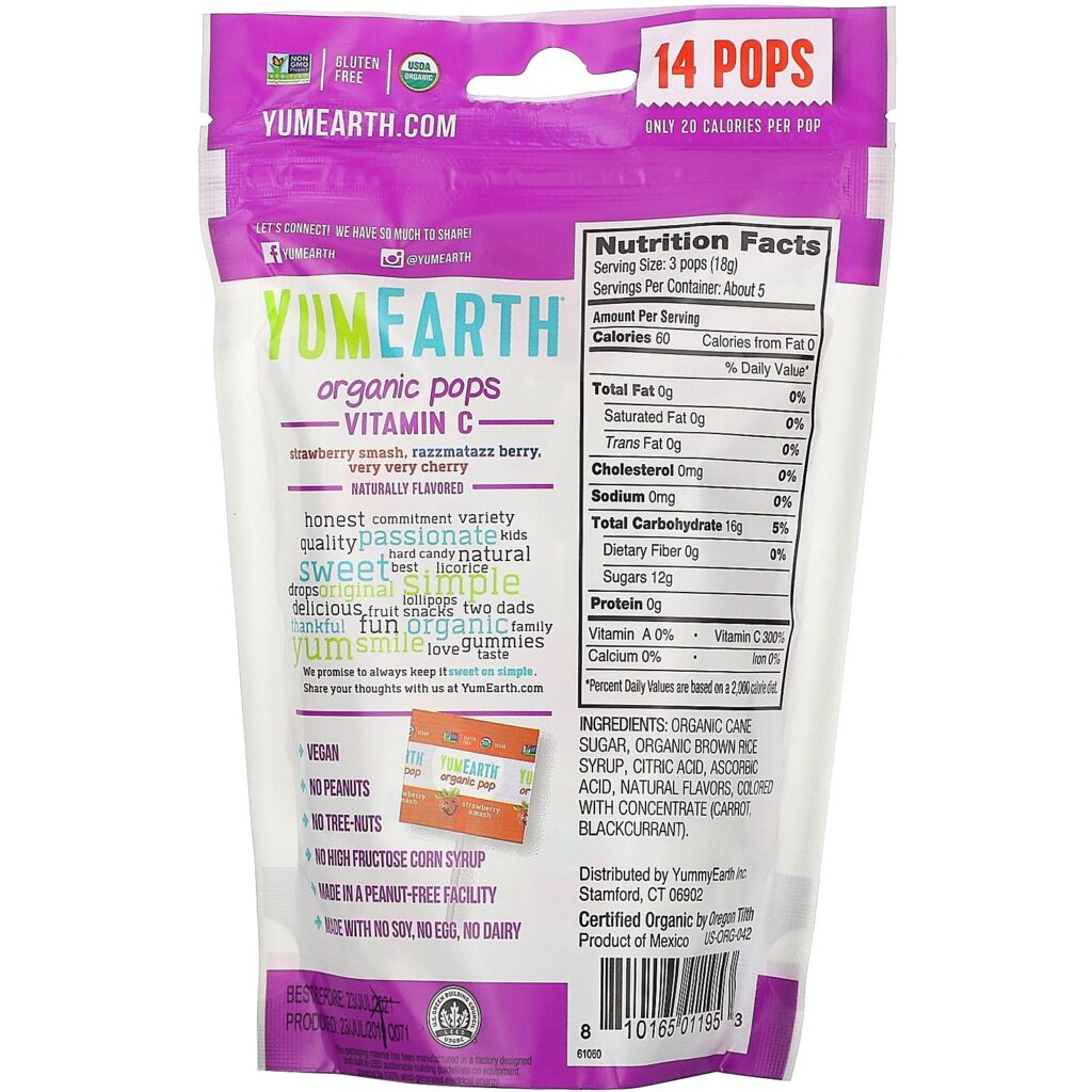 YumEarth, Power Crunch Protein Energy Bar, 14 Pops, 85 g (3 oz) - Imagem 2