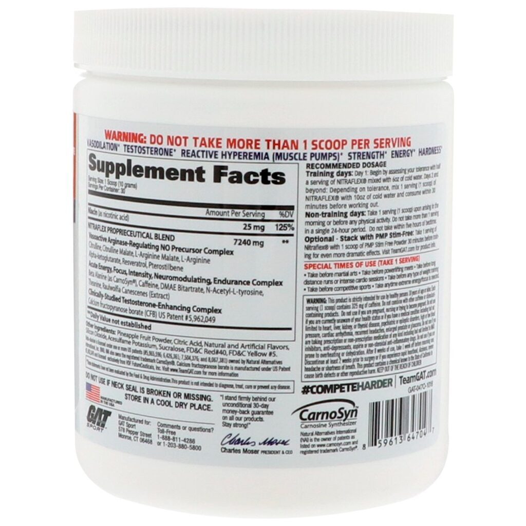 GAT, NITRAFLEX, Laranja, 300 g (10,6 oz) - Imagem 2