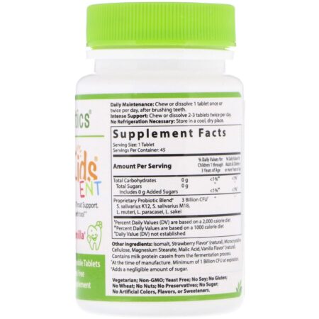 Hyperbiotics, PRO-Kids ENT, Sugar Free, Strawberry Vanilla, 45 Patented LiveBac Chewable Tablets - Image 2