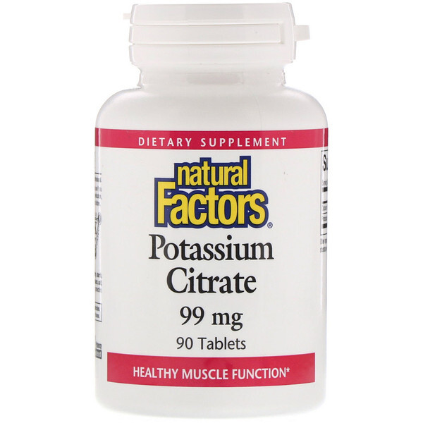 Natural Factors, Citrato de Potássio, 99 mg, 90 Tabletes