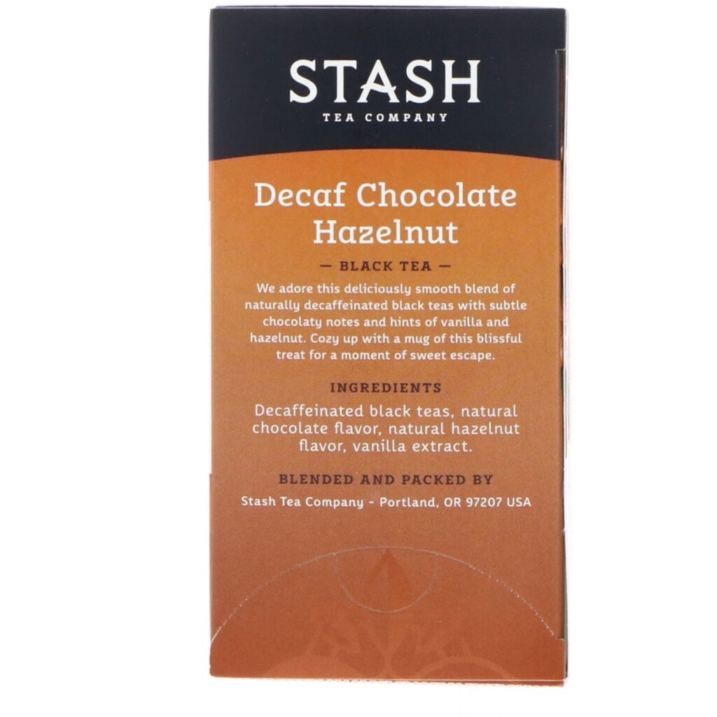 Stash Tea, Black Tea, Decaf Chocolate Hazelnut, 18 Tea Bags, 1.2 oz (36 g) - Imagem 2