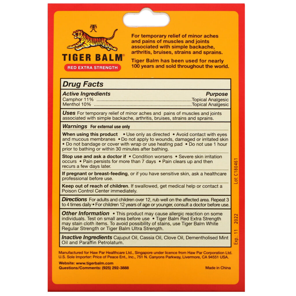 Tiger Balm, Pomada para Alívio da Dor, Extra Forte, ,63 oz (18 g) - Imagem 3