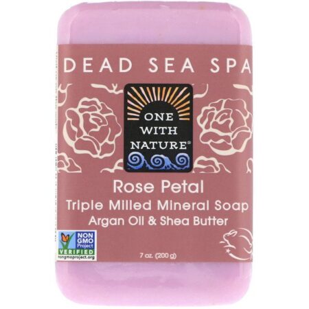 One with Nature, Sabonete Mineral Triplamente Moído, Pétala de Rosa, 200 g