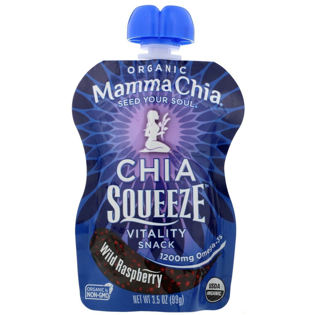 Mamma Chia, Organic Chia Squeeze, Vitality Snack, Wild Raspberry, 8 Squeezes, 3.5 oz (99 g) Each - Imagem 3