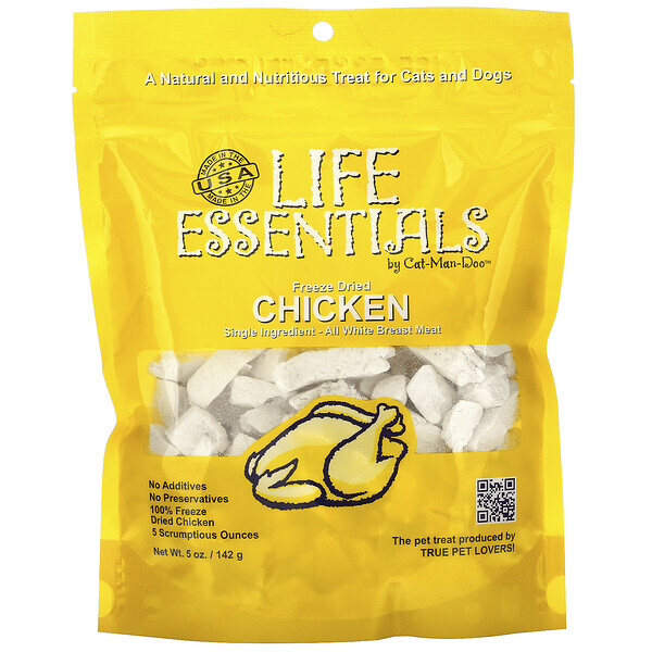 Cat-Man-Doo, Life Essentials, Frango Liofilizado, Para Cães e Gatos, 142 g (5 oz)
