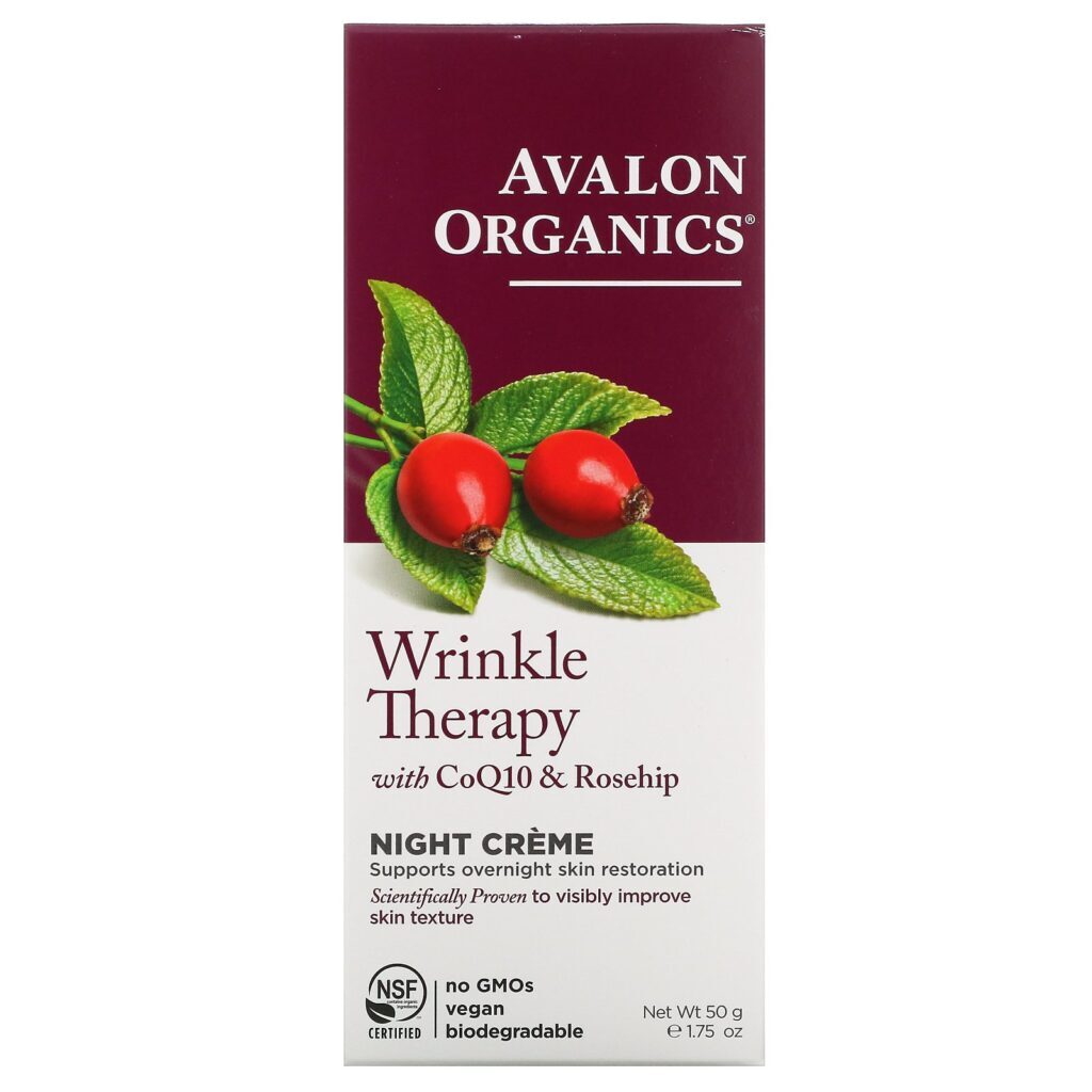 Avalon Organics, Terapia Antirrugas, com CoQ10 & Quadril de Rosa, Creme Noturno, 50 g (1.75 oz) - Imagem 2