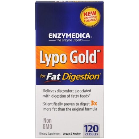 Enzymedica, Lypo Gold, Para Digestão de Gordura, 120 Cápsulas