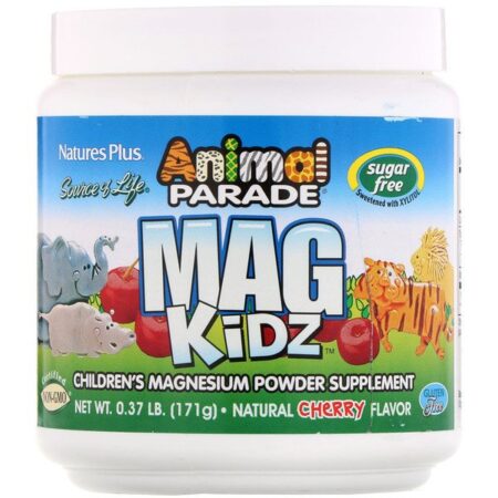 Nature's Plus, Desfile de Animais, Mag Kidz, Magnésio para Crianças, Sabor Natural de Cereja, 171 g (0,37 lb)