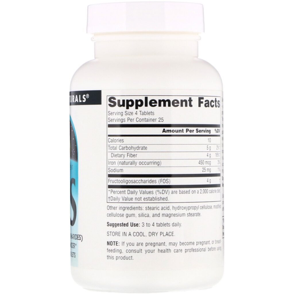 Source Naturals, FOS, 1,000 mg, 100 Tablets - Imagem 2