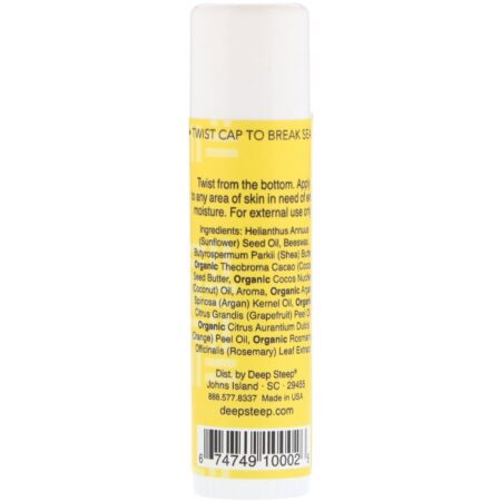 Deep Steep, Moisture Stick Body Balm, Grapefruit Bergamot, .5 oz (15 g) - Image 2