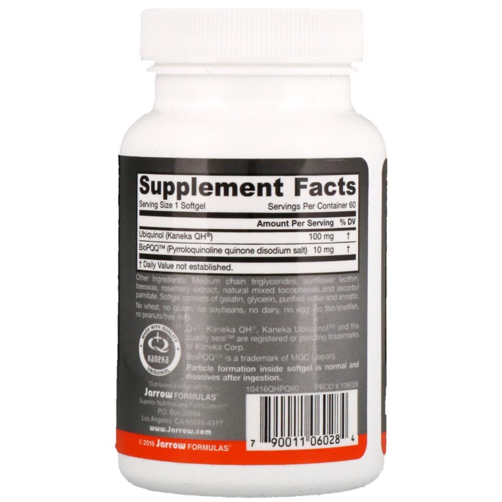 Jarrow Formulas, Ubiquinol, QH – Absorb + PQQ, 60 Cápsulas Softgel - Imagem 2