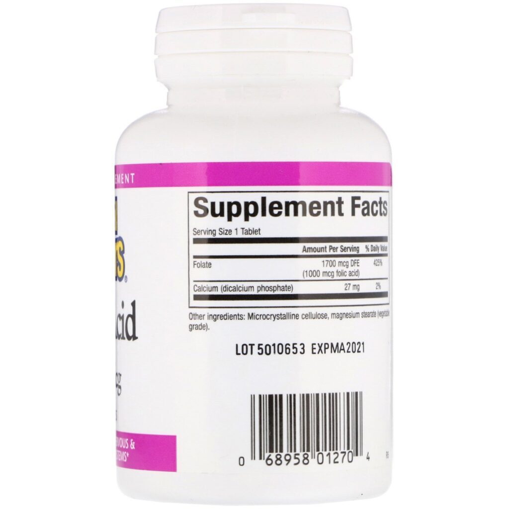 Natural Factors, Ácido fólico, 1.000 mcg, 90 tabletes - Imagem 2