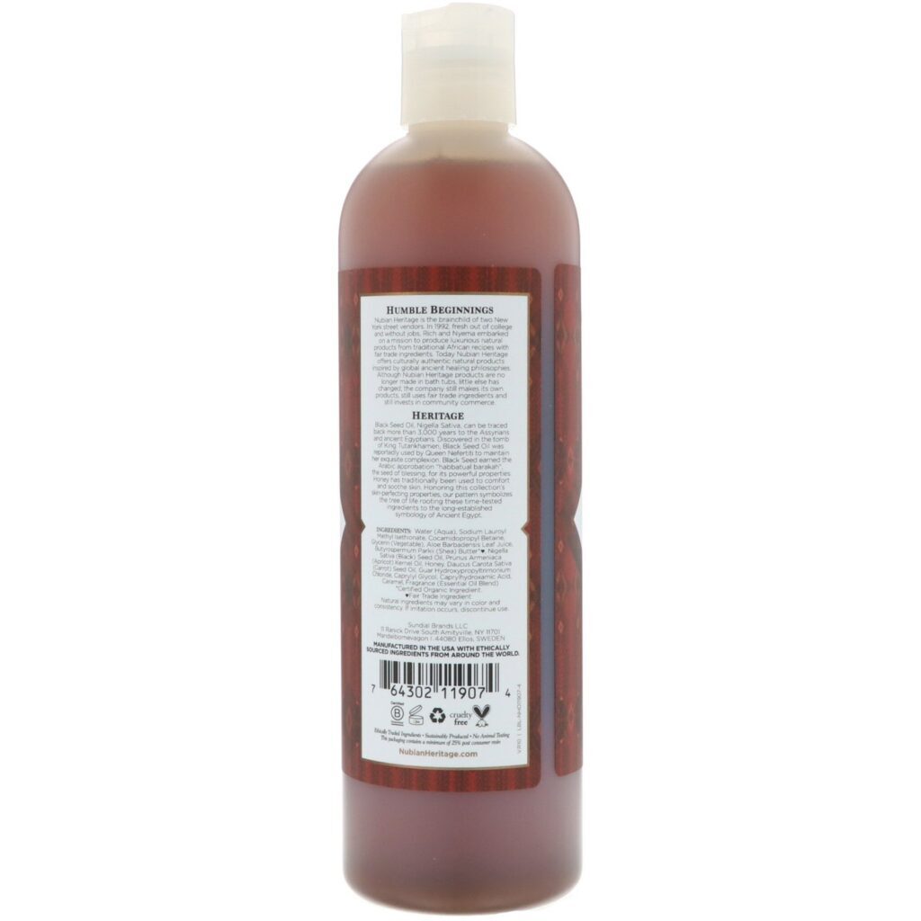 Nubian Heritage, Sabonete Líquido Corporal, Mel & Cominho Preto, 13 fl oz (384 ml) - Imagem 2