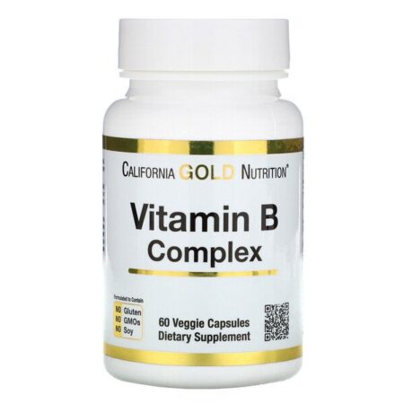 California Gold Nutrition, Complexo B, Complexo Essencial de Vitamina B, 60 Cápsulas Vegetais