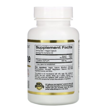 California Gold Nutrition, Cisteína, AjiPure, 500 mg, 60 Cápsulas Vegetais - Image 2