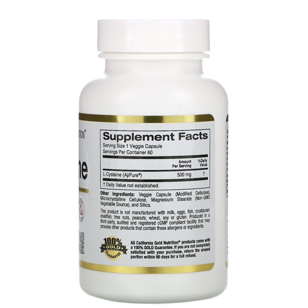 California Gold Nutrition, Cisteína, AjiPure, 500 mg, 60 Cápsulas Vegetais - Imagem 2