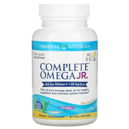 Nordic Naturals, Complete Omega Junior, Ages 6-12, Lemon, 283 mg, 90 Mini Soft Gels - Image 3