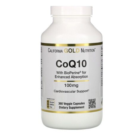 California Gold Nutrition, CoQ10 USP com Bioperine, 100 mg, 360 Cápsulas Vegetais