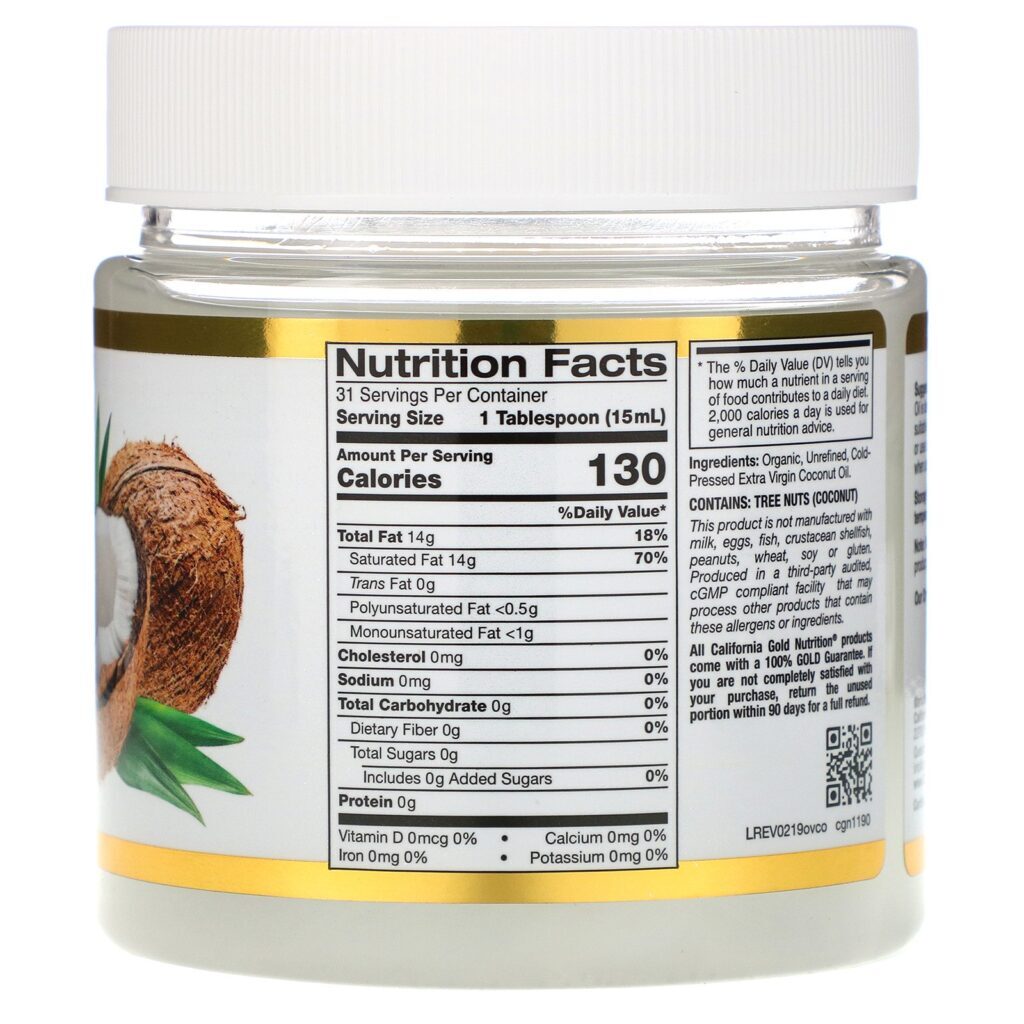California Gold Nutrition, Óleo de Coco Orgânico Virgem Prensado a Frio, 473 ml (16 fl oz) - Imagem 2