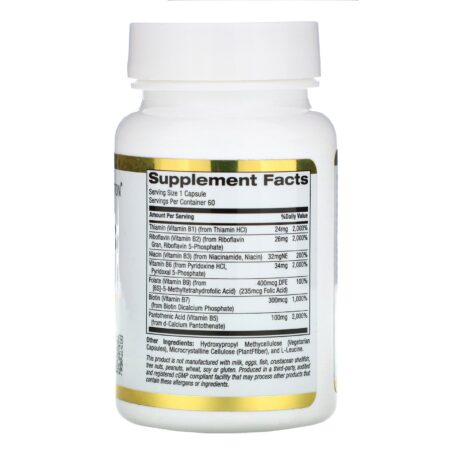 California Gold Nutrition, Complexo B, Complexo Essencial de Vitamina B, 60 Cápsulas Vegetais - Image 2