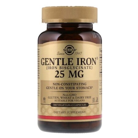 Solgar, Gentle Iron, 25 mg, 180 cápsulas vegetais