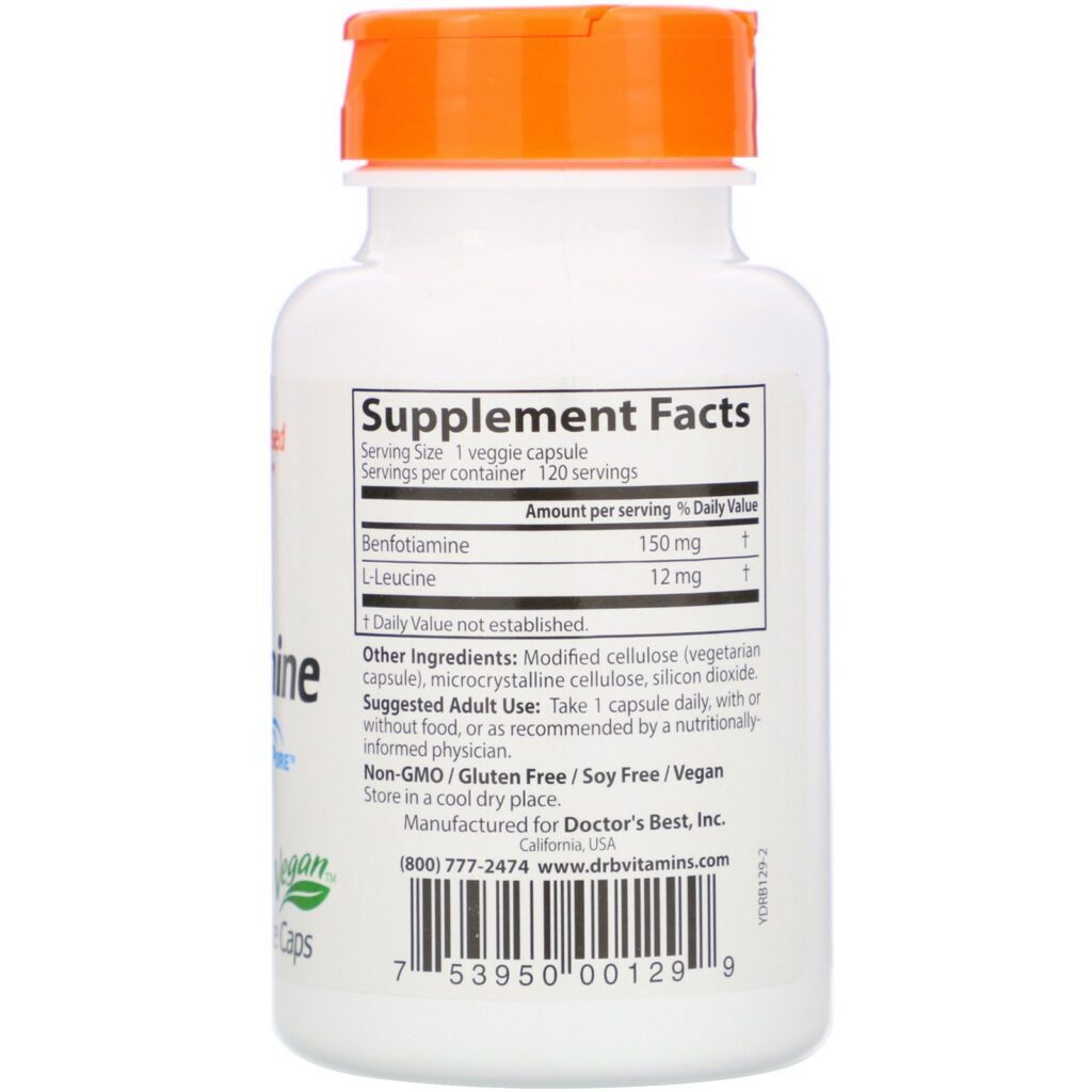 Doctor's Best, Benfotiamine 150 with BenfoPure, 150 mg, 120 Veggie Caps - Imagem 2