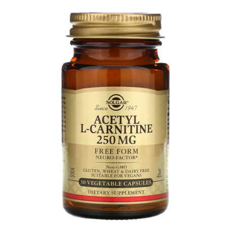 Solgar, Acetil L-Carnitina, 250 mg, 30 Cápsulas Vegetais