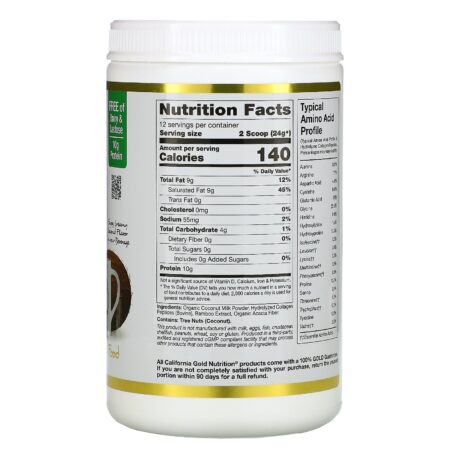 California Gold Nutrition, Superfoods, Creme de Coco com Colágeno em Pó, Sem Açúcar, 288 g (10,2 oz) - Image 2