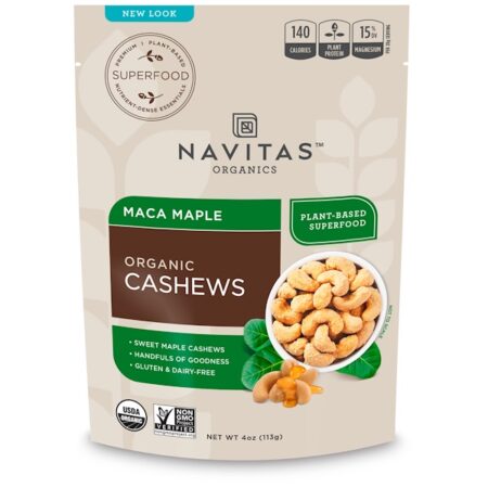 Navitas Organics, Castanhas de Caju Orgânicas, Maca e Bordo, 4 oz (113 g)