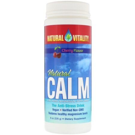 Natural Vitality, Calma Natural, Bebida contra o estresse, Sabor Cereja, 8 oz (226 g)