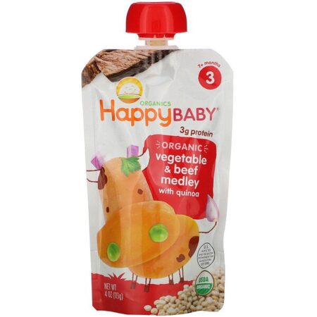 Happy Family Organics, Happy Baby, Stage 3, Organic Vegetable & Beef Medley with Quinoa, 7+ Months, 4 oz (113 g)