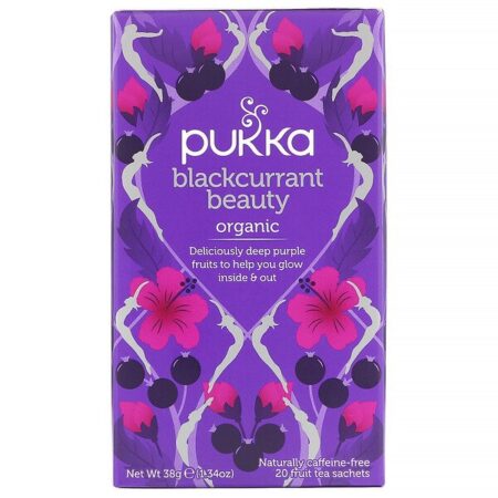 Pukka Herbs, Orgânico de Groselha Embelezadora, Sem Cafeína, 20 Saquinhos de Chá de Frutas, 38 g (1,34 oz)