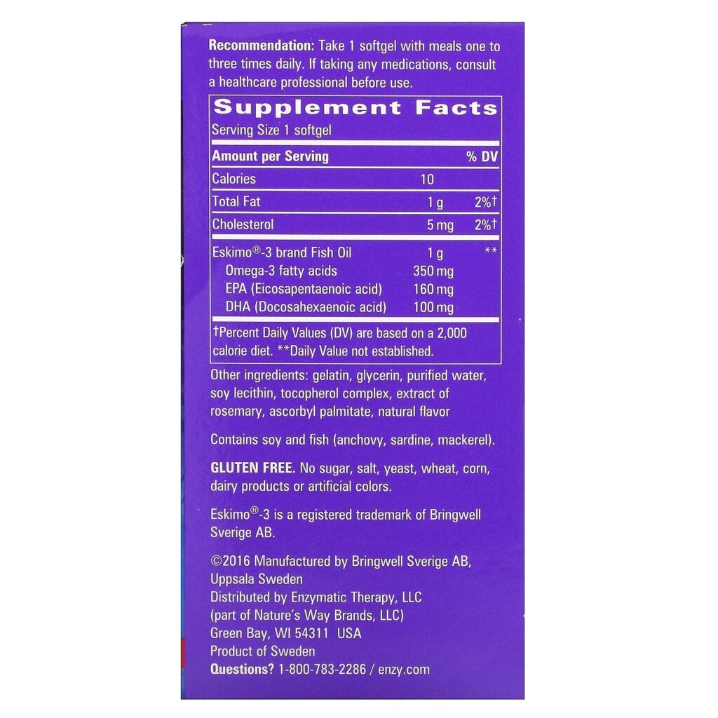 Enzymatic Therapy, Esquimós-3, Dupla Força, 1000 mg, 90 Softgels - Imagem 2