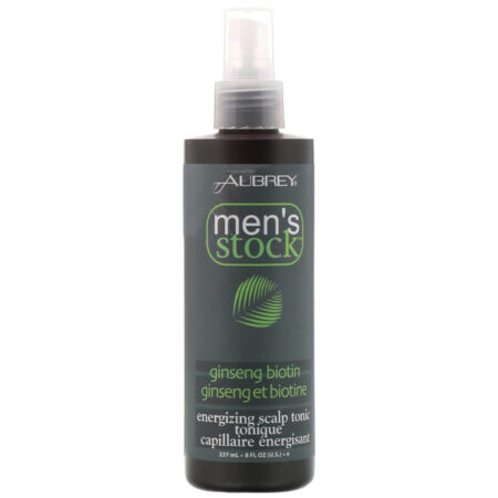 Aubrey Organics, Estoque Masculino, Tônico De Couro Cabeludo Energizante, Biotina de Ginseng, 8 fl oz (237 ml)