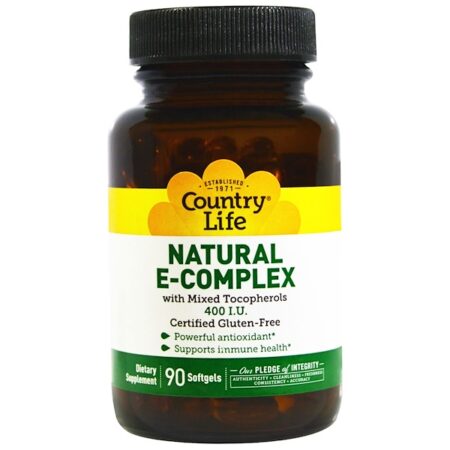 Country Life, Natural E-Complex, with Mixed Tocopherols, 400 UI, 90 Cápsulas Softgel