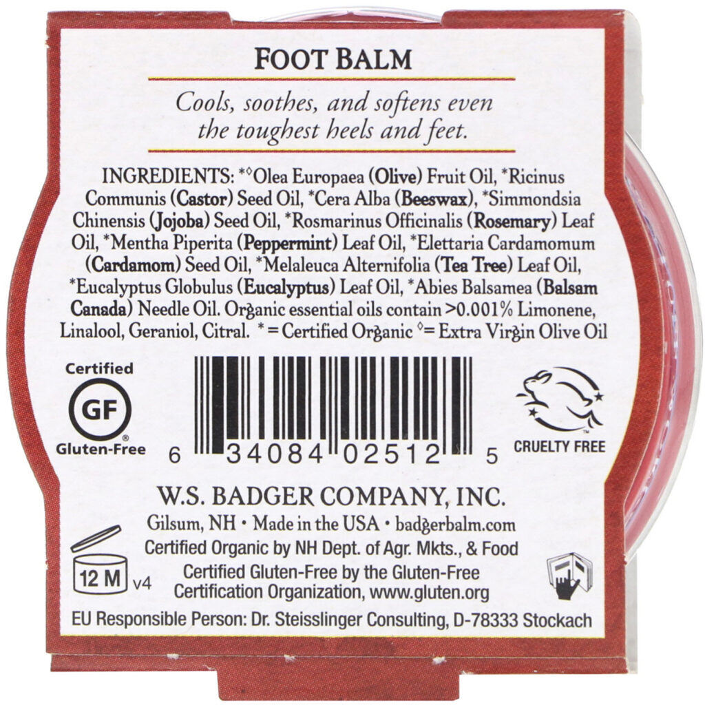 Badger Company, Óleo Para os Pés, Menta & Árvore De Chá, .75 oz (21 g) - Imagem 3