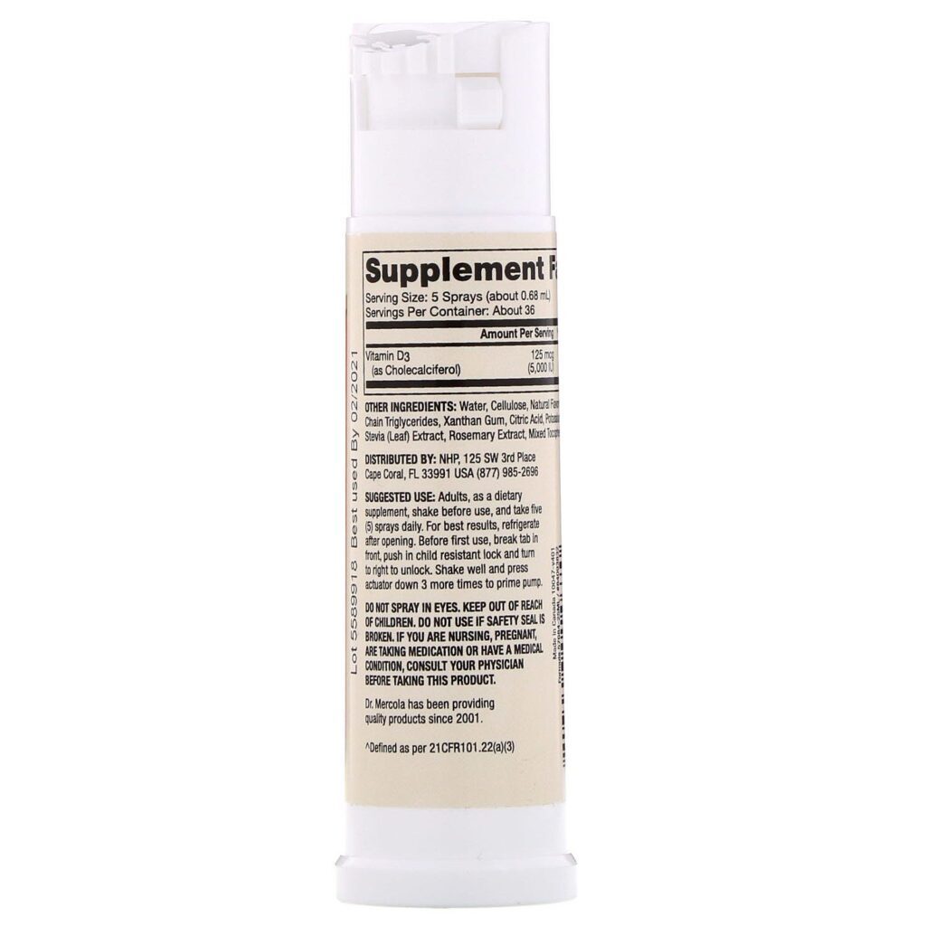 Dr. Mercola, Vitamin D3 Sunshine Mist, Natural Orange Flavor, 0.85 fl oz (25 ml) - Imagem 2