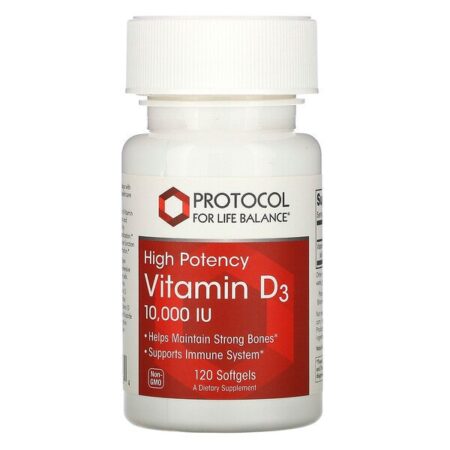 Protocol for Life Balance, Vitamina D3, 10.000 UI, 120 Cápsulas Gelatinosas