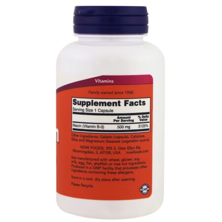 Now Foods, Niacina, 500 mg, 100 cápsulas - Image 2