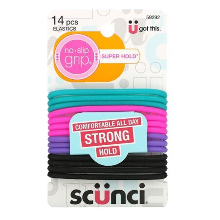 Scunci, Elásticos No Slip Grip Everyday & Active, mantêm os cabelos presos firmemente, 14 peças