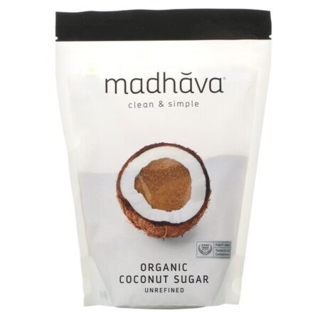 Madhava Natural Sweeteners, Açúcar de Coco Deliciosamente Orgânico, 1 lb (454 g)