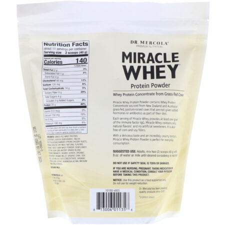 Dr. Mercola, Suplementos Premium, Whey Milagre, Proteína em Pó, Baunilha, 1 lb (454 g) - Image 2