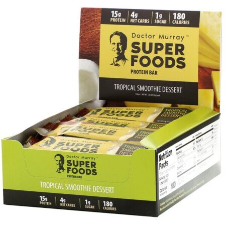 Dr. Murray's, Superfoods Protein Bars, Tropical Smoothie Dessert, 12 Bars, 2.05 oz (58 g) Each