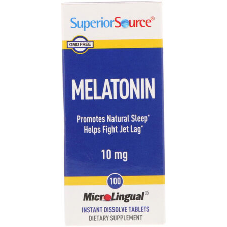 Superior Source, Melatonina, 10 mg, 100 Tabletes Microlinguais Dissolvem Instantaneamente