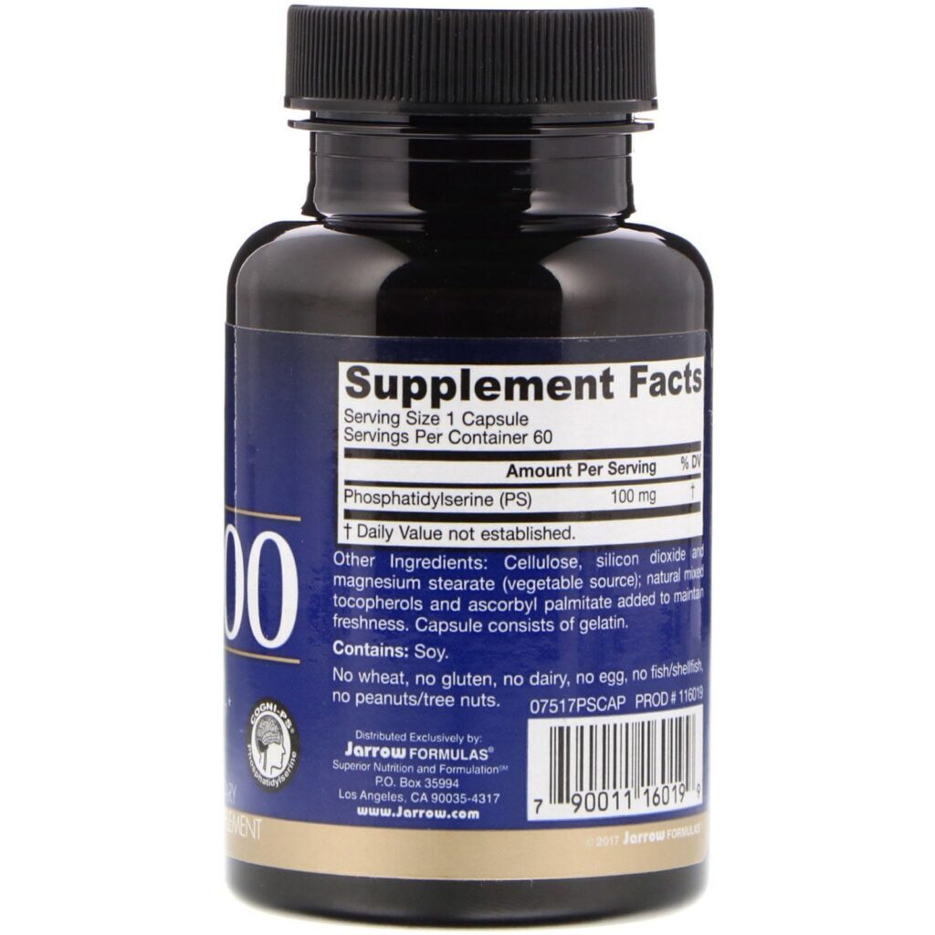 Jarrow Formulas, PS 100, Fosfatidilserina, 100 mg, 60 Cápsulas - Imagem 2